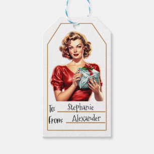 Elegante Vrouw Gepersonaliseerd naar en van (7) Cadeaulabel