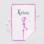 Elegante vrouw Golfer Silhouette Standing Golf T-s Golfhanddoek (Insitu)