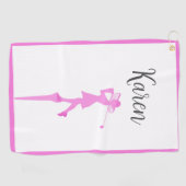 Elegante vrouw Golfer Silhouette Standing Golf T-s Golfhanddoek (Horizontaal)