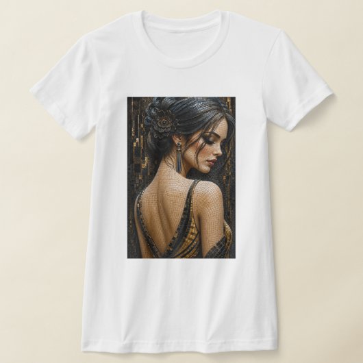 Elegante vrouw in 3D-micro-mozaïek – Luxe T-shirt (Laagn)