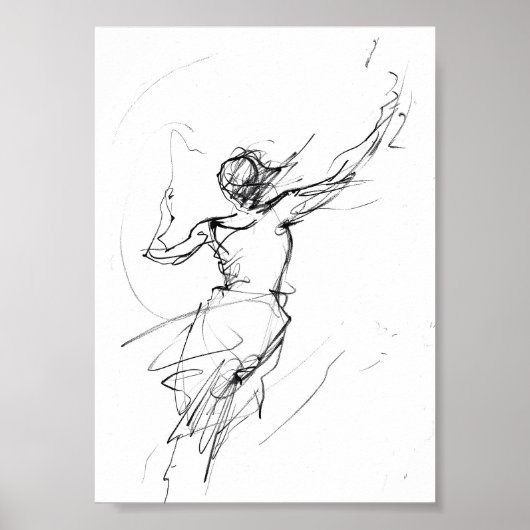 Elegante vrouw in beweging schets - Premium Poster (Voorkant)