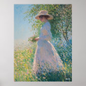 Elegante vrouw in een zonnige weide – Impressionis Poster (Voorkant)