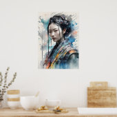 Elegante vrouw in levendig kleding poster (Keuken)