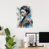 Elegante vrouw in levendig kleding poster (Thuiskantoor)