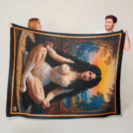 Elegante vrouw in meditatieve harmonie door Xzendo Fleece Deken