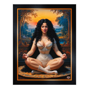 Elegante vrouw in meditatieve harmonie door Xzendo Foto Afdruk