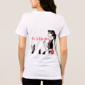 Elegante vrouw in rood en zwart Tri-Blend shirt (Achterkant)