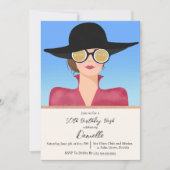 Elegante vrouw in verjaardagszonnebril kaart (Voorkant)