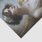 Elegante Vrouw Kat Portret Decoupage Tissuepapier (Detail)