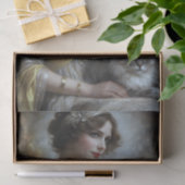 Elegante Vrouw Kat Portret Decoupage Tissuepapier (Geschenk)