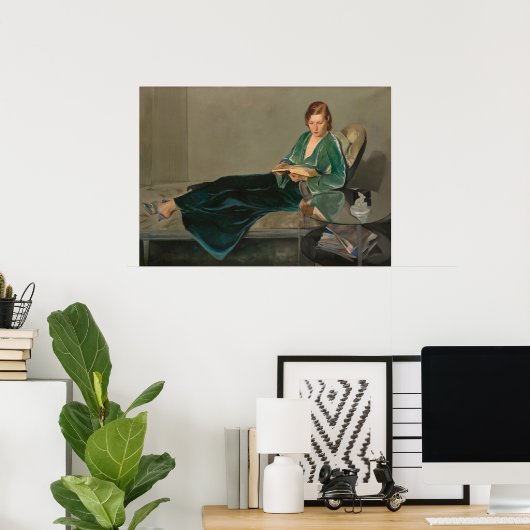 Elegante vrouw lezen kunst poster (Thuiskantoor)
