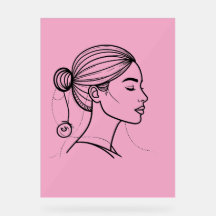 Elegante Vrouw Lijn Kunst Profiel | Minimalistisch