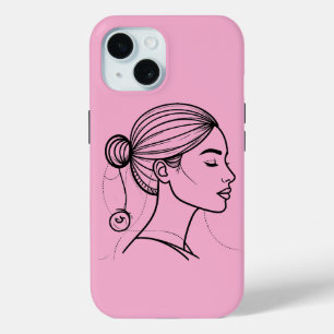 Elegante Vrouw Lijn Kunst Profiel Minimalistisch iPhone 15 Case