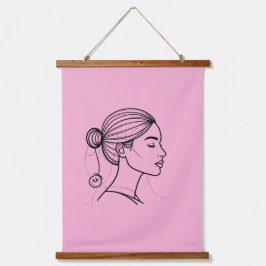 Elegante Vrouw Lijnkunst Hangend Wandkleed