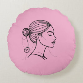 Elegante vrouw lijnkunst rond kussen