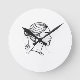 Elegante vrouw lijnkunst ronde klok