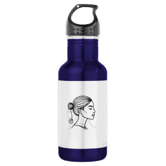 Elegante vrouw lijnkunst waterfles