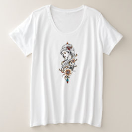 Elegante vrouw met bloemen grote maat t-shirt