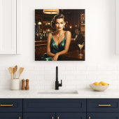 Elegante vrouw met Martini Glass  Bar Decor Poster