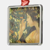 Elegante vrouw met mooie vlinders metalen ornament (Links)