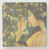 Elegante vrouw met mooie vlinders stenen onderzetter (Voorkant)