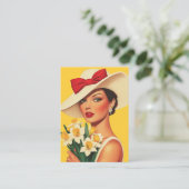 Elegante vrouw met narcissen visitekaartje (Staand voorkant)