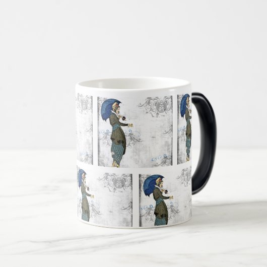 Elegante  vrouw met paraplu: magische mok (Voorkant rechts)