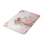 Elegante Vrouw met Pioenrozen Waterverf Art Print Badmat (Gekanteld)