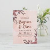 Elegante Vrouw met Pioenrozen Waterverf Art Print Kaart (Staand voorkant)