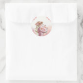 Elegante Vrouw met Pioenrozen Waterverf Art Print Ronde Sticker (Tas)