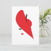 elegante vrouw met rood pet kaart (Staand voorkant)