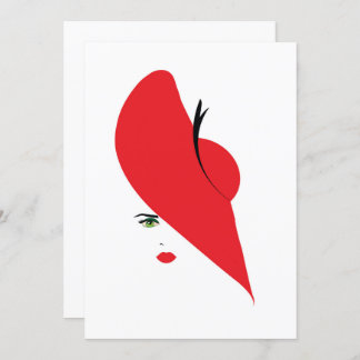 elegante vrouw met rood pet kaart