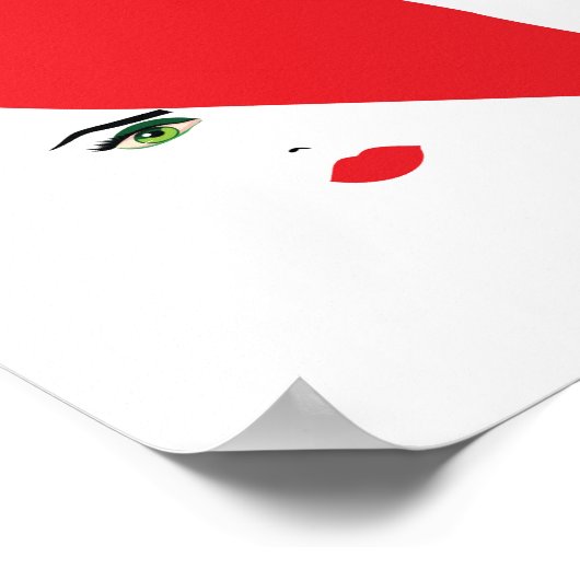 elegante vrouw met rood pet poster (Hoek)