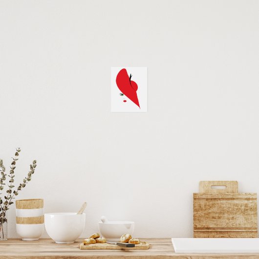 elegante vrouw met rood pet poster (Keuken)