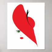 elegante vrouw met rood pet poster (Voorkant)