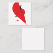 elegante vrouw met rood pet vierkante visitekaartje (Voorkant / Achterkant)