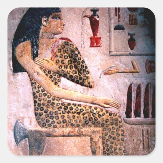ELEGANTE VROUW, MODE EN ZWARE ZWARE ZWARE EGYPTE VIERKANTE STICKER (Voorkant)