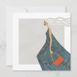 Elegante vrouw mode liefhebber illustratie kunstka kaart