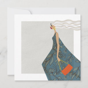 Elegante vrouw mode liefhebber illustratie kunstka kaart