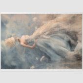 Elegante Vrouw Portret Bloemenveld Ethetische kuns Tissuepapier (Voorkant)