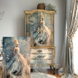 Elegante Vrouw Portret Bloemenveld Ethetische kuns Tissuepapier