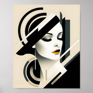 Elegante Vrouw Portret Illustratie Stijlvolle Kuns Poster