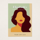 Elegante Vrouw Portret Oorbellen Display kaart (Voorkant)
