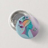 Elegante vrouw ronde button 3,2 cm (Voorkant /achterkant)
