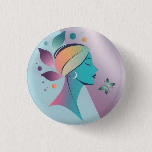 Elegante vrouw ronde button 3,2 cm (Voorkant)