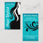 Elegante Vrouw Salon Hair Stylist | BLAUWGROEN Visitekaartje (Voorkant / Achterkant)