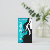 Elegante Vrouw Salon Hair Stylist | BLAUWGROEN Visitekaartje (Staand voorkant)