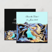 ELEGANTE VROUW SCHOONHEID JUIWEL /DAME, BLAUWE STR SAVE THE DATE (Voorkant / Achterkant)