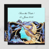 ELEGANTE VROUW SCHOONHEID SIERADEN /DAME, BLAUWE S SAVE THE DATE (Voorkant / Achterkant)