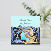 ELEGANTE VROUW SCHOONHEID SIERADEN /DAME, BLAUWE S SAVE THE DATE (Staand voorkant)